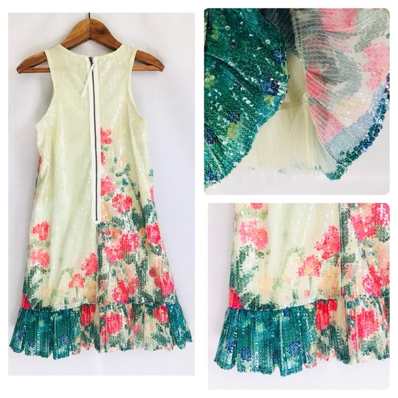 {Anthropologie} highly coveted Sequined Swing Peacock Dress {RARE} - Picture 5 of 13